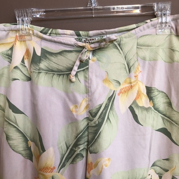 Vintage Tommy Bahama Silk‎ Wide Leg Pants Tropical - Picture 2 of 5